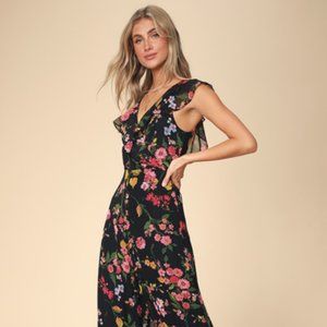 Lulu's Black Floral Jumpsuit